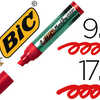 MARQUEUR BIC PERMANENT ONYX MA RKER 1891 POINTE BISEAUTAE TRACA 9/17MM TOUS SUPPORTS CORPS MATAL GROS DIAMETRE ROUGE