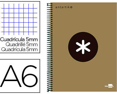 cahier-spirale-liderpapel-antartik-a6-200p-100g-rembord-quadrillage-5mm-microperfor-4-bandes-coloris-or