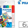 MARQUEUR PILOT PINTOR SET REGULAR MIX POINTE EXTRA FINE COLORIS NOIR BLEU VERT JAUNE BLANC ROUGE POCHETTE 6 UNITÉS