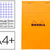 BLOC BUREAU RHODIA A4+ PAPIER VALIN SURFIN COUVERTURE ENDUITE ENVELOPPANTE 218X318MM 80F DATACHABLES 80G 5X5MM ORANGE