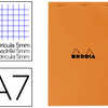 BLOC BUREAU RHODIA A7 PAPIER V ALIN SURFIN COUVERTURE ENDUITE ENVELOPPANTE 74X105MM 80F DATACHABLES 80G 5X5MM ORANGE