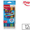 CRAYON COULEUR MAPED COLOR PEP 'S DUO 2 EN 1 MINE TENDRE RASISTANTE COLORIS LUMINEUX 1 CRAYON OR/ARGENT ATUI CARTON 12U