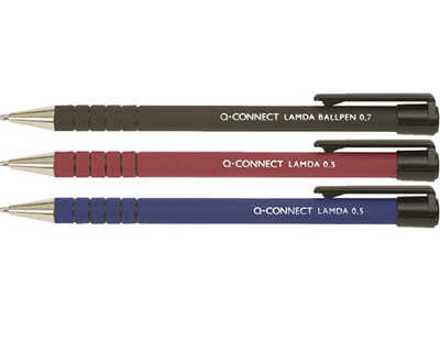 stylo-bille-q-connect-lamda-ra-tractable-acriture-moyenne-0-5mm-pointe-matal-corps-caoutchouc-couleur-encre-bleu