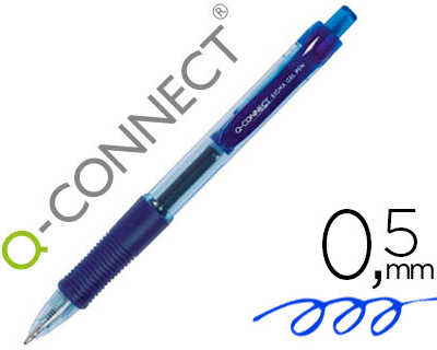 stylo-bille-q-connect-sigma-ecriture-moyenne-0-5mm-encre-gel-ratractable-corps-plastique-translucide-coloris-bleu