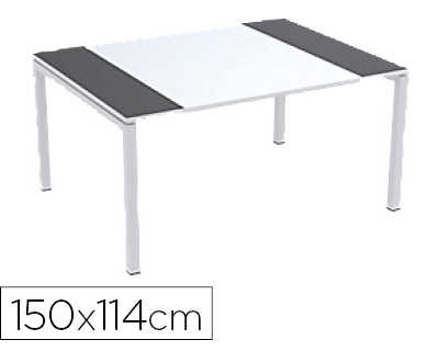 bureau-paperflow-easydesk-150x-114cm-pieds-acier-apoxy-blanc-plateau-blanc-anthracite