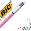 STYLO-BILLE BIC 4 COULEURS SHI NE POINTE 1MM ACRITURE MOYENNE CORPS ROSE MATALLISA BRILLANT