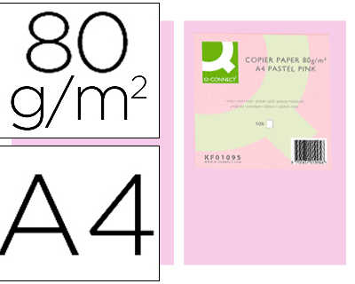 papier-couleur-q-connect-multi-fonction-a4-80g-m2-unicolore-rose-ramette-500-feuilles