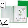 PROTÈGE-DOCUMENTS LIDERPAPEL P OLYPROPYLÈNE COUVERTURE RIGIDE SPIRALE 30 POCHETTES FIXES A4 210X297MM COLORIS VERT