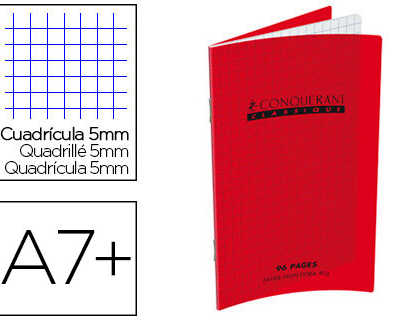carnet-agrafa-conquarant-class-ique-couverture-polypropylene-9x14cm-96-pages-90g-5x5mm-coloris-rouge