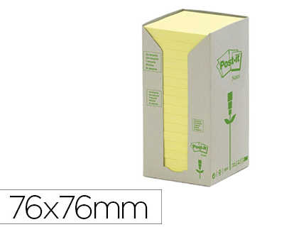 bloc-notes-post-it-papier-recycl-76x76mm-100f-bloc-repositionnables-coloris-jaune-tour-16-blocs