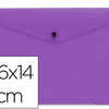 POCHETTE ENVELOPPE LIDERPAPEL POLYPROPYLENE 180 MICRONS 260X140MM 50F FERMETURE BOUTON RASISTANT TRANSPARENT VIOLET