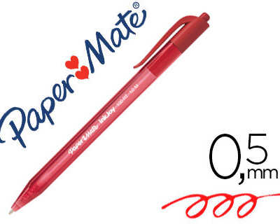 stylo-bille-paper-mate-inkjoy-100-acriture-moyenne-0-5mm-encre-ultra-douce-rasiste-bavures-ratractable-coloris-rouge