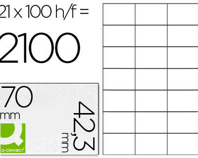 atiquette-adhasive-q-connect-7-0x42-3mm-coins-droits-imprimante-jet-d-encre-laser-copieur-bo-te-100-feuilles-2100-unitas