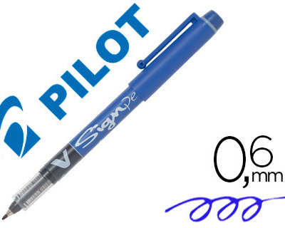 stylo-feutre-pilot-v-sign-pen-acriture-moyenne-0-6mm-pointe-fibre-polyester-encre-intense-liquide-niveau-visible-bleu