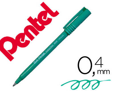 stylo-feutre-pentel-pointe-fine-plastique-0-6mm-corps-plastique-encre-couleur-vert