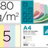 PAPIER COULEUR LIDERPAPEL MULT IFONCTION A4 80G/M2 5 COLORIS ASSORTIS JAUNE BLEU CREME ROSE VERT 500 FEUILLES