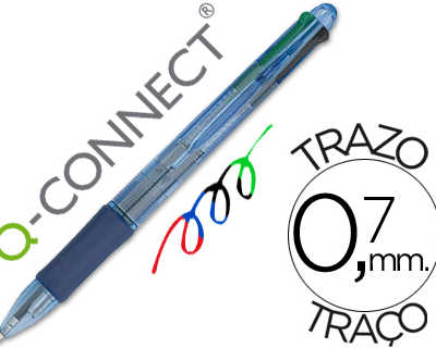 stylo-bille-q-connect-4-couleu-rs-acriture-moyenne-0-7mm-corps-translucide-bleuta-encre-classique-noir-bleu-rouge-vert