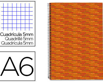 cahier-spirale-liderpapel-multilider-a6-10-5x14-8cm-280p-80g-m2-quadrillage-5mm-microperfor-6-trous-coloris-orange