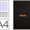 BLOC BUREAU RHODIA A4 PAPIER V ALIN SURFIN COUVERTURE ENDUITE ENVELOPPANTE 210X297MM 80F DATACHABLES 80G 5X5MM NOIR