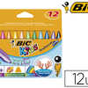 CRAYON CIRE BIC KIDS PLASTIDAC OR TRIANGLE GROS 90MM DIAMETRE 12MM RASISTANT NON SALISSANT ATUI CARTON 12 UNITAS