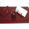 ENSEMBLE BUREAU 4 PIECES CUIR SOUS-MAIN POT CRAYONS TRIEUR ENVELOPPES SOCLE CALENDRIER 40X60CM