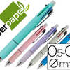 STYLO-BILLE LIDERPAPEL 5 EN 1 POINTE 0.5MM TRAIT 0.7MM RATRACTABLE 4 COULEURS D'ENCRE PORTE-MINE 0.5MM GOMME