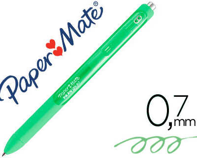 stylo-bille-paper-mate-inkjoy-gel-ratractable-acriture-moyenne-0-7mm-encre-douce-grip-coloris-vert-clair