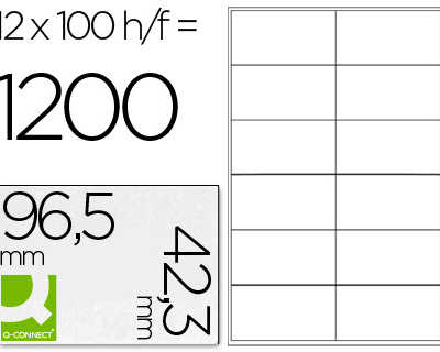 atiquette-adhasive-q-connect-9-6-5x42-3mm-coins-droits-imprimante-jet-encre-laser-copieur-bo-te-100-feuilles-1200-unitas