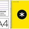 CAHIER SPIRALE LIDERPAPEL ANTA RTIK A4 120F 100G COUVERTURE REMBORDÉE LIGNÉ MICRO-PERFORÉ 5 BANDES 4TROUS JAUNE FLUO