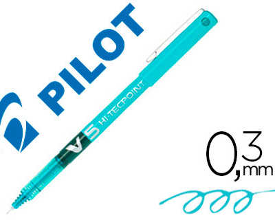 stylo-pilot-v5-acriture-fine-0-3mm-clip-matal-encre-liquide-niveau-visible-pointe-indaformable-coloris-turquoise