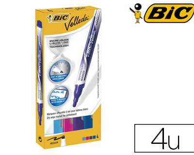 marqueur-bic-velleda-pocket-ef-facable-pointe-ogive-traca-3mm-encre-liquide-format-poche-coloris-fun-bo-te-4-unitas