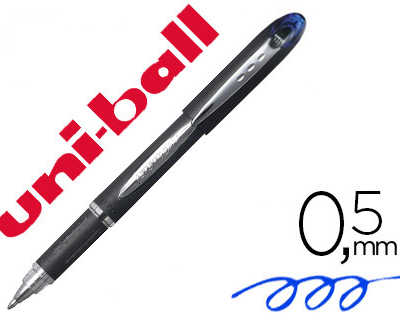 stylo-bille-uniball-jetstream-acriture-moyenne-0-5mm-encre-gel-grip-antiglisse-encre-ultra-fluide-rechargeable-bleu