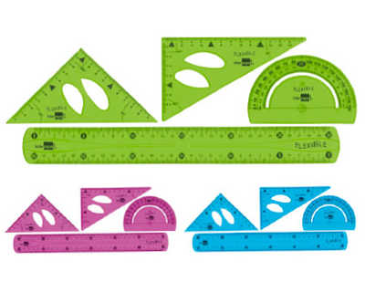 set-tracage-liderpapel-plastiq-ue-flexible-incassable-regle-30cm-2-aquerres-14-15cm-rapporteur-180-degras-11cm-assortis