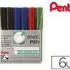 MARQUEUR PENTEL NN50 PERMANENT POINTE OGIVE TRACA 1.5MM ENCRE INDALABILE CORPS PLASTIQUE RECYCLA TOUT SUPPORT 6 UNITAS