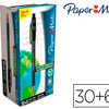 STYLO-BILLE PAPER MATE FLEXIGR IP ALITE ACRITURE LARGE 0.8MM ENCRE DOUCE CORPS CAOUTCHOUTA ANT-GLISSE NOIR PACK 30U+6