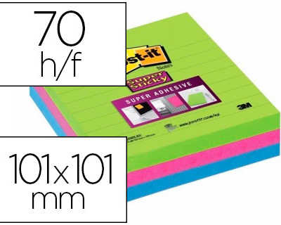 bloc-notes-post-it-super-stick-y-couleurs-miami-101x101mm-70f-repositionnables-adhasif-renforca-bleu-vert-rose-3-blocs