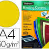 COUVERTURE FELLOWES GRAIN CUIR 250G FORMAT A4 COLORIS JAUNE PAQUET 100 UNITAS