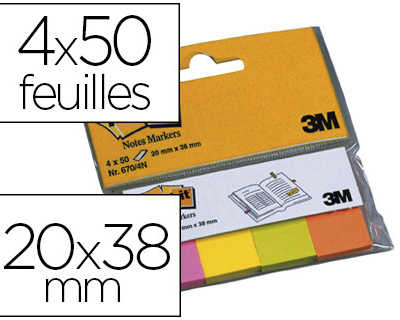 marque-pages-post-it-papier-no-tes-markers-20x38mm-coloris-naon-lot-4-blocsx100f