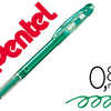 ROLLER PENTEL MÉTAL SLICCI POINTE AIGUILLE ÉCRITURE FINE 0.8MM CORPS FIN COURT 13.5CM ENCRE GEL COULEUR VERT