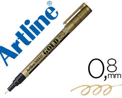 marqueur-artline-permanent-poi-nte-extra-fine-conique-0-8mm-tous-supports-corps-matal-encre-pigmentae-rasiste-eau-or