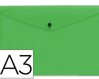 pochette-enveloppe-liderpapel-polypropylene-180-microns-a3-420x297mm-50f-fermeture-bouton-rasistant-transparent-vert