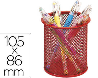 pot-acrayons-q-connect-maille-matallique-hauteur-105mm-diametre-70mm-coloris-rouge