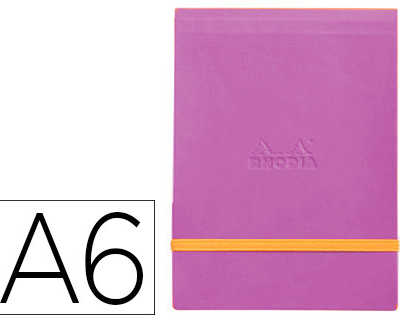 pochette-rhodiarama-webpocket-a6-9x14cm-couverture-simili-cuir-lilas-int-rieur-imprim-fermeture-lastique-orange