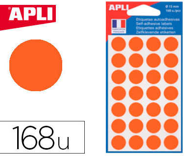 pastille-adhasive-apli-agipa-d-iametre-15mm-permanente-coloris-orange-pochette-168-unitas