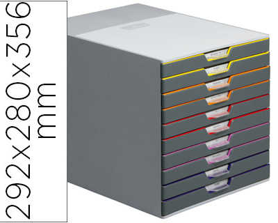 module-classement-durable-vari-color-10-tiroirs-25mm-chacun-a4-abs-292x356x280mm