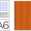 CAHIER SPIRALE LIDERPAPEL MULTILIDER A6 10,5X14,8CM 280P 80G/M2 QUADRILLAGE 5MM MICROPERFORÉ 6 TROUS COLORIS ORANGE