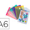 POCHETTE ENVELOPPE TARIFOLD A6 PORTRAIT POLYPROPYLENE TRANSPARENT COLORIS ASSORTIS SACHET 6 UNITAS