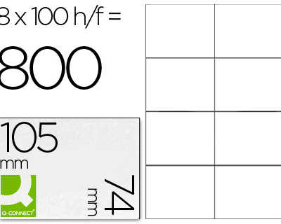 atiquette-adhasive-q-connect-1-05x74mm-coins-droits-imprimante-jet-d-encre-laser-copieur-8-atiquettes-feuille-800-unitas