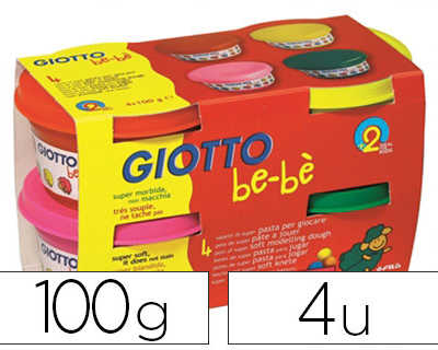 p-te-amodeler-giotto-be-be-te-sta-dermatologiquement-coloris-assortis-rouge-jaune-magenta-vert-4-pots-100g