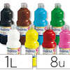 GOUACHE LIQUIDE GIOTTO PRÊTE AL'EMPLOI PIGMENTS RICHES COUVRANTE CRAMEUSE COLORIS ASSORTIS BOÎTE 8 FLACONS 1000ML